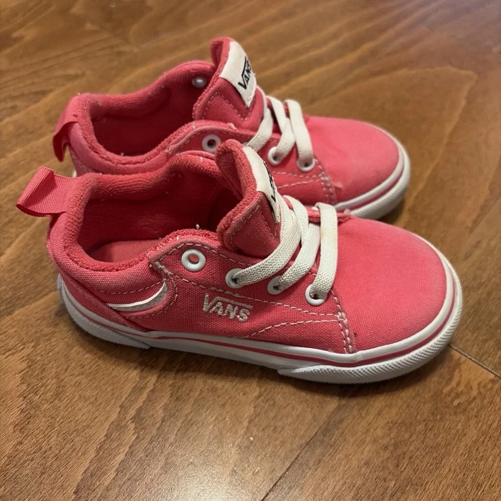 Vans Toddler Ward Pink Slip-On Canvas Skate Shoes Size 7 EUC